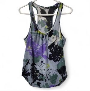 Lily White Sheer Racer Back Floral Print Tank Top